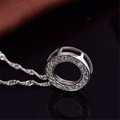 Cubic Zirconia & Sterling Silver Ring Pendant Necklace