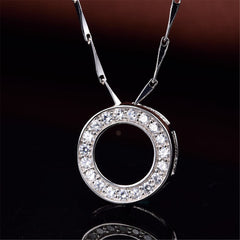 Cubic Zirconia & Sterling Silver Ring Pendant Necklace
