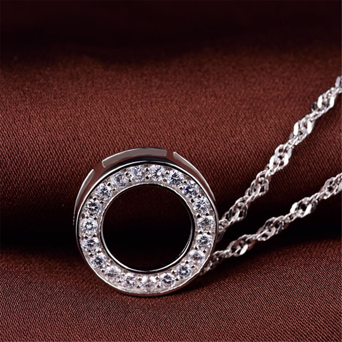 Cubic Zirconia & Sterling Silver Ring Pendant Necklace