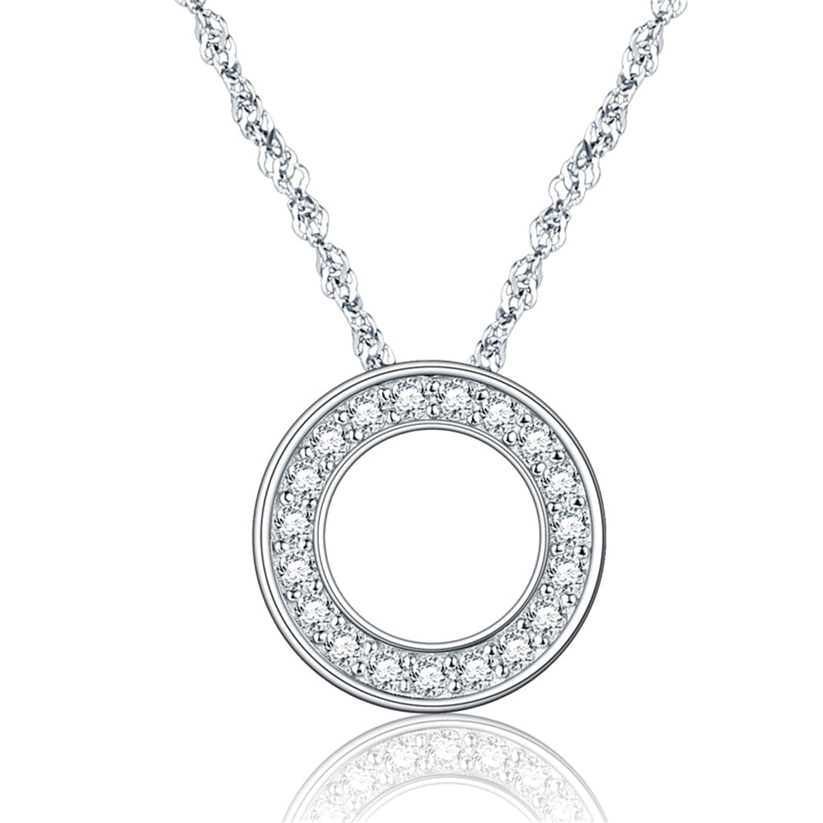 Cubic Zirconia & Sterling Silver Ring Pendant Necklace