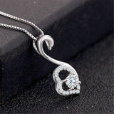 Cubic Zirconia & Sterling Silver Goose Heart Pendant Necklace