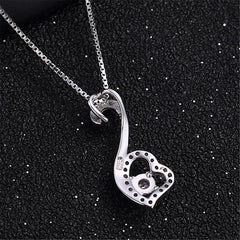 Cubic Zirconia & Sterling Silver Goose Heart Pendant Necklace