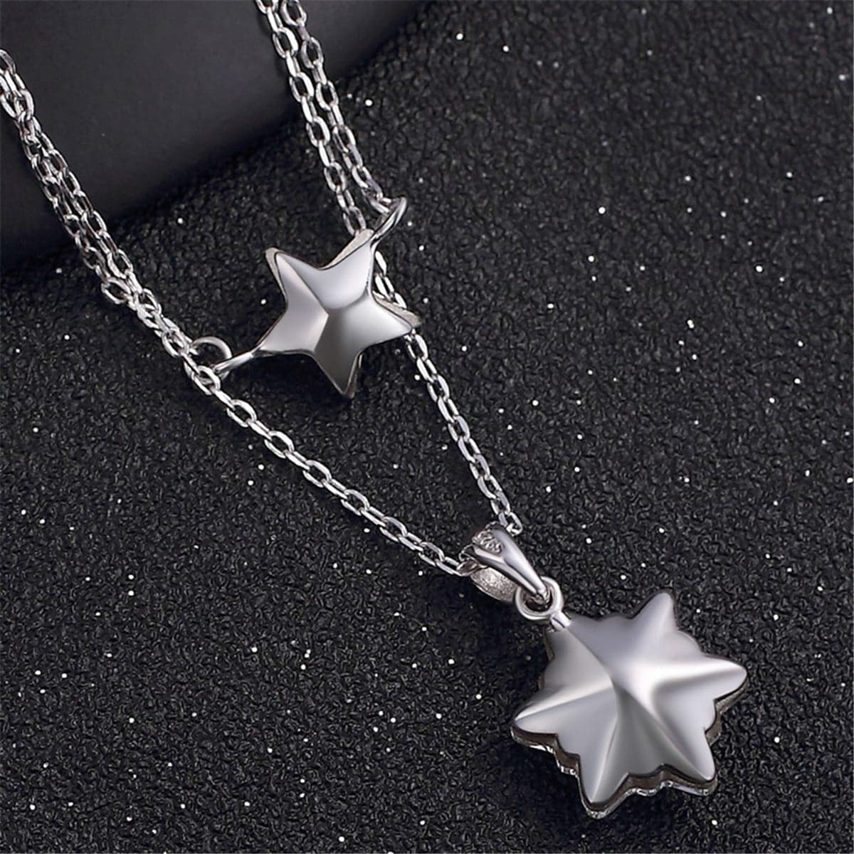 Cubic Zirconia & Sterling Silver Double-Layer Star Pendant Necklace