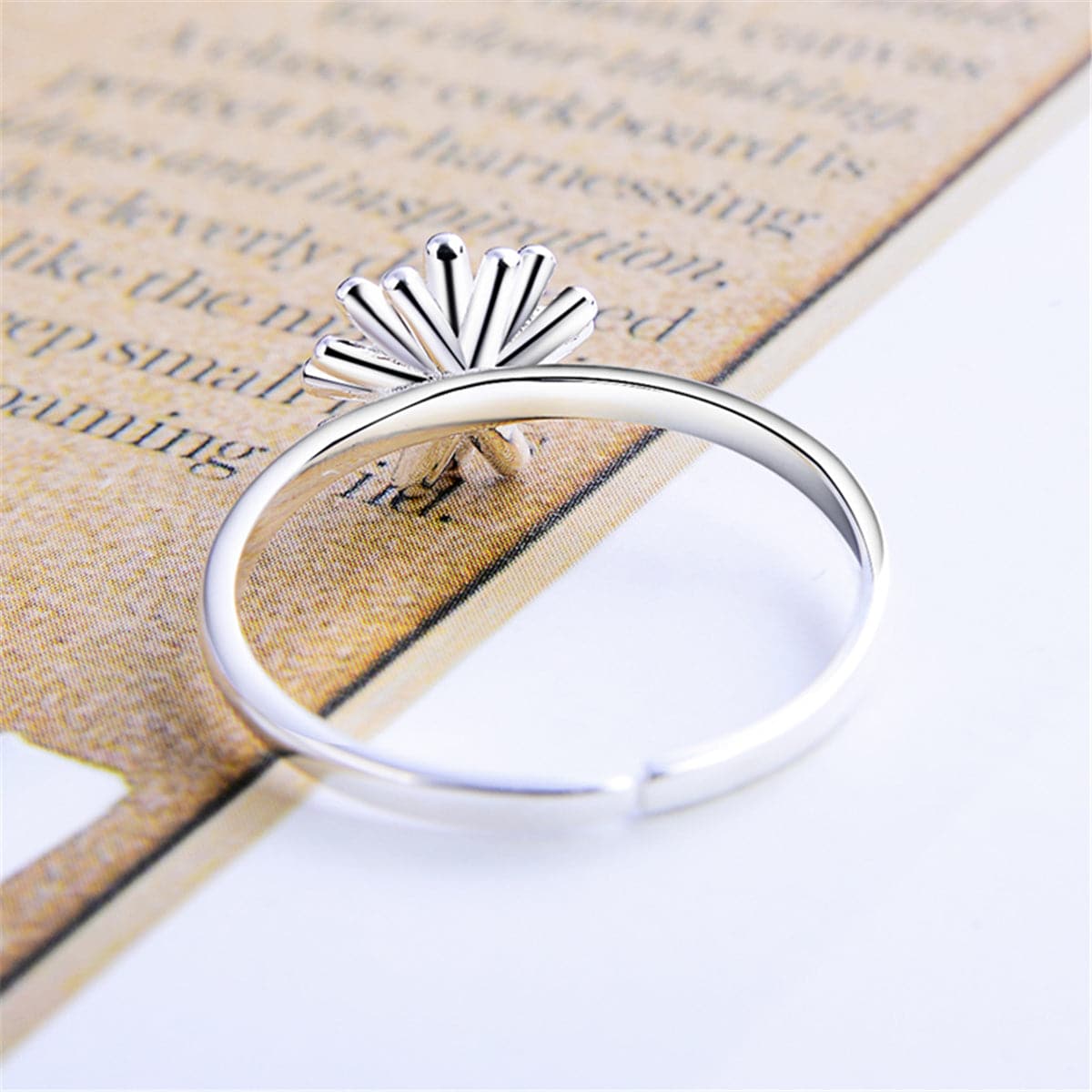 Gorgeous flower ring with a gold center, made from 18K gold-plated sterling silver, perfect for any occasion.