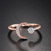 Sterling Silver Star & Moon Open Ring