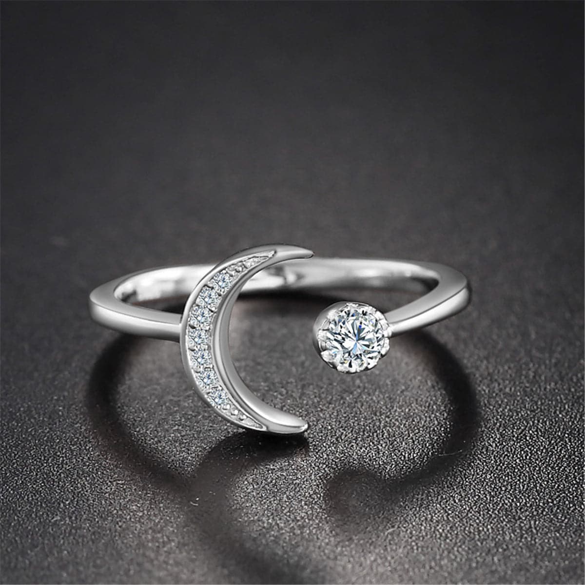 Sterling Silver Star & Moon Open Ring