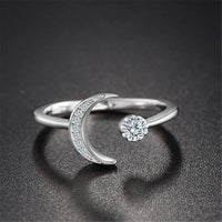 Sterling Silver Star & Moon Open Ring