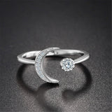 Sterling Silver Star & Moon Open Ring