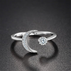 Sterling Silver Star & Moon Open Ring