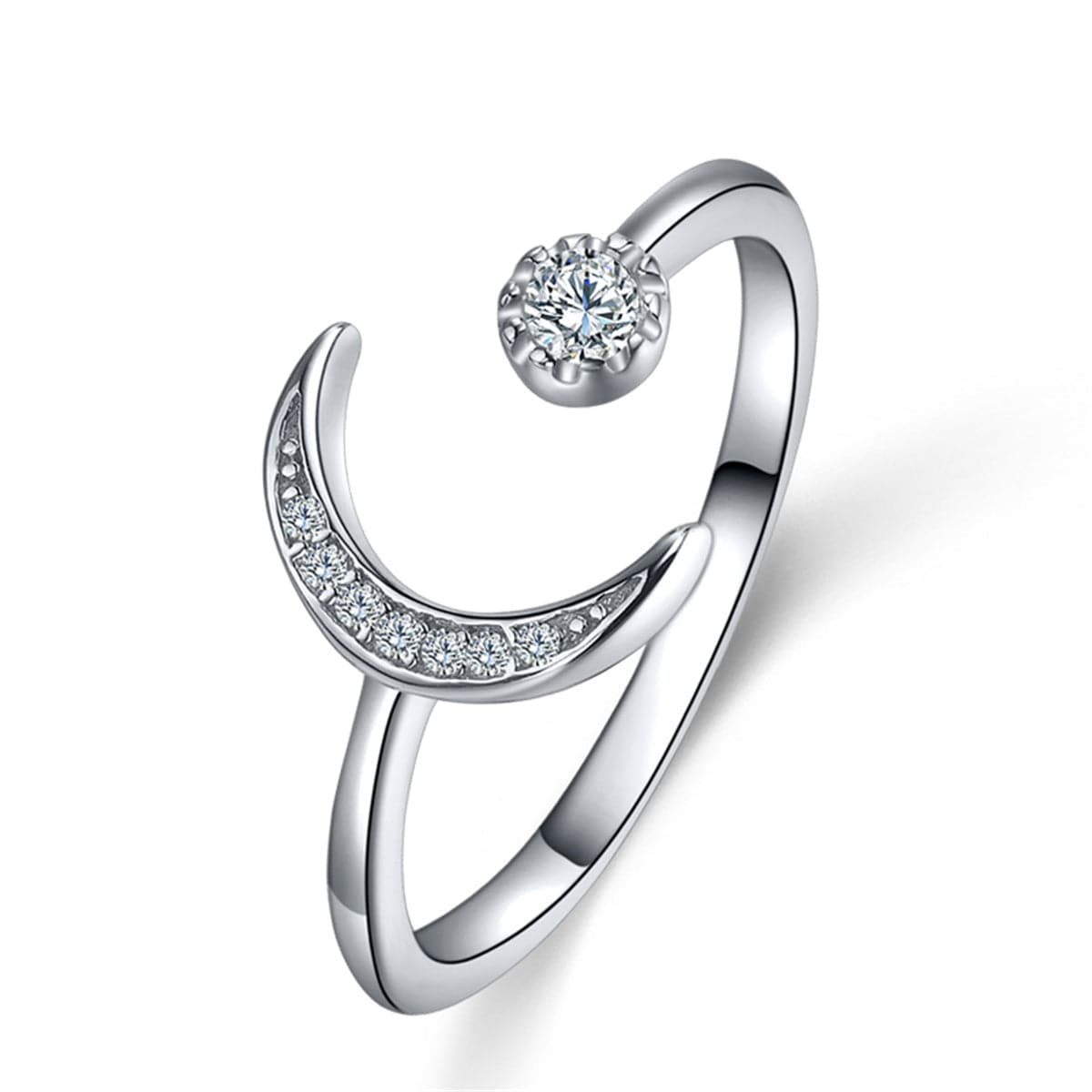 Sterling Silver Star & Moon Open Ring