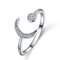 Sterling Silver Star & Moon Open Ring