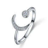 Sterling Silver Star & Moon Open Ring