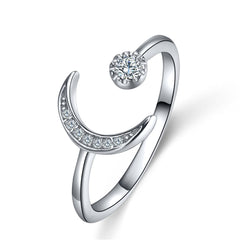 Sterling Silver Star & Moon Open Ring