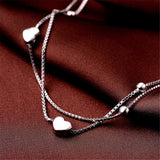 Sterling Silver Layered Heart Charm Anklet