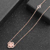 Cubic Zirconia & Sterling Silver Edge Clover Pendant Necklace