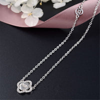 Cubic Zirconia & Sterling Silver Edge Clover Pendant Necklace