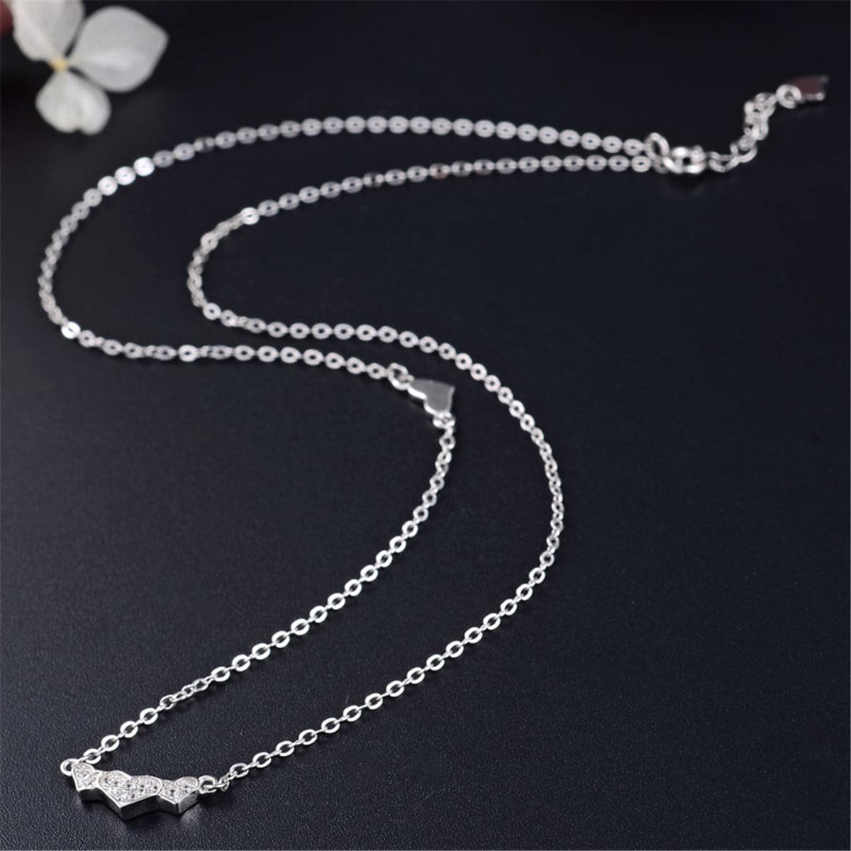 Sterling Silver & Cubic Zirconia Triple Rose Pendant Necklace