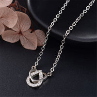 Cubic Zirconia & Sterling Silver Drop & Heart Pendant Necklace
