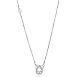 Cubic Zirconia & Sterling Silver Drop & Heart Pendant Necklace