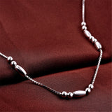Sterling Silver Long Bead Charm Anklet