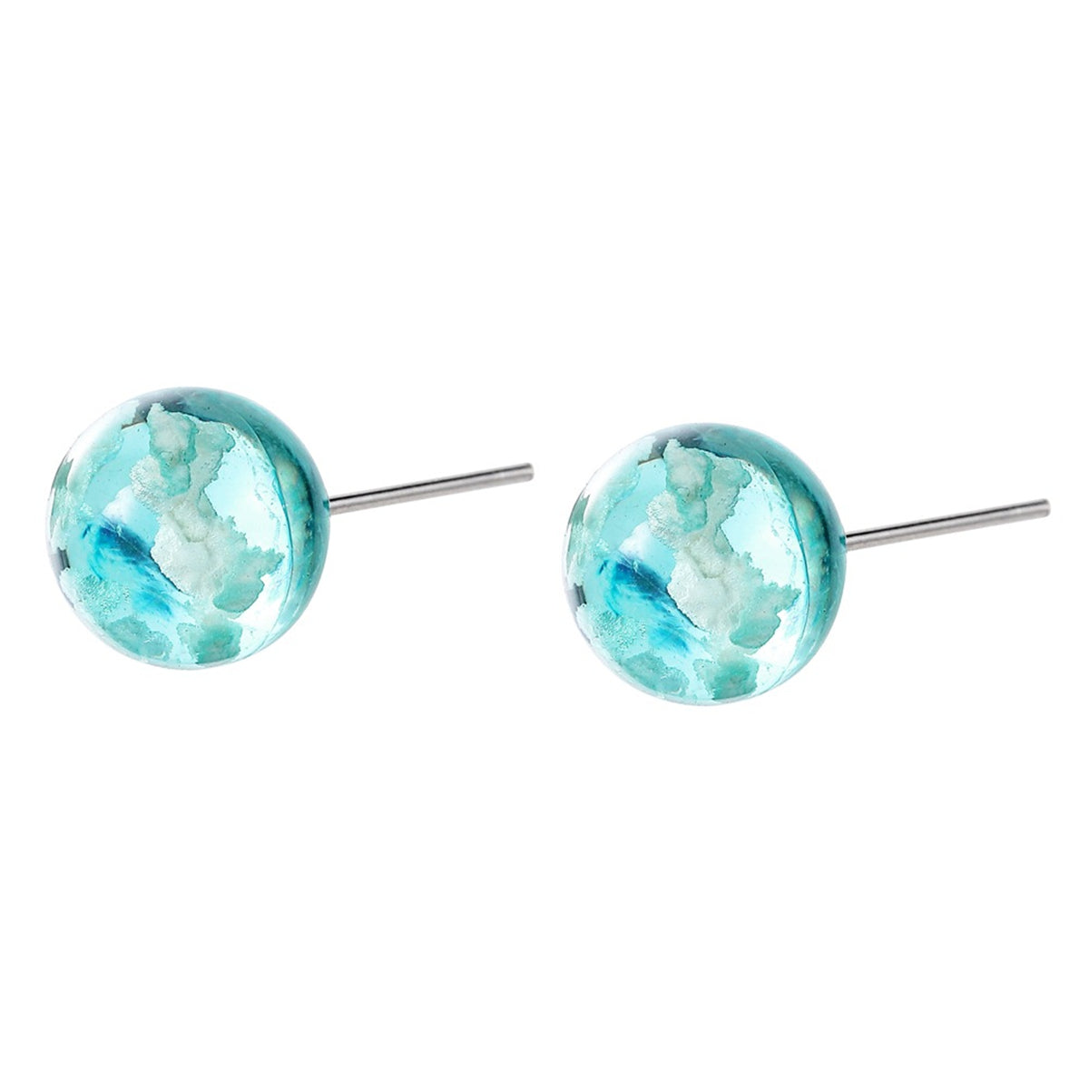 Blue & White Cloud Ball Stud Earrings