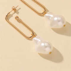 Pearl & 18K Gold-Plated Drop Earrings