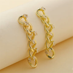 Cubic Zirconia & 18K Gold-Plated Curb-Chain Drop Earrings
