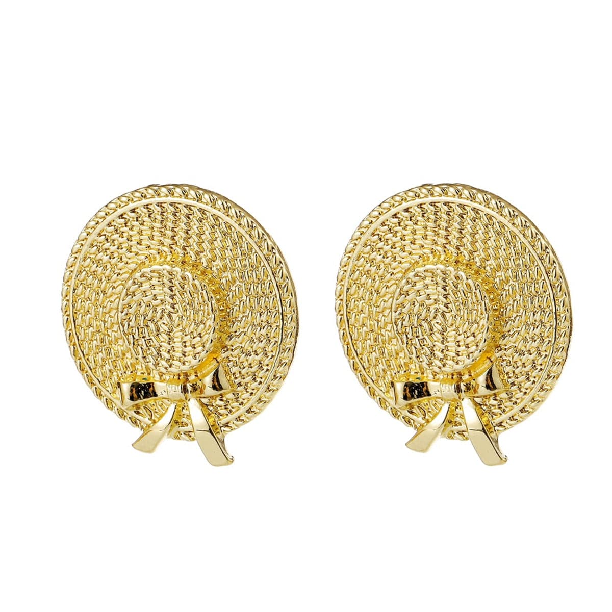 18K Gold-Plated Sunhat Drop Earrings, gold stud earrings for women, botanical inspired, side view