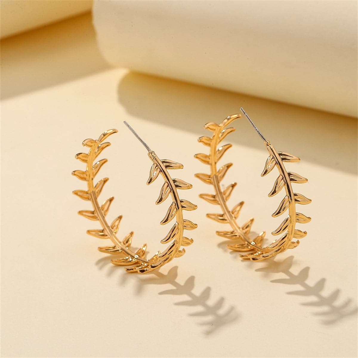 18K Gold-Plated Wheat Hoop Earrings