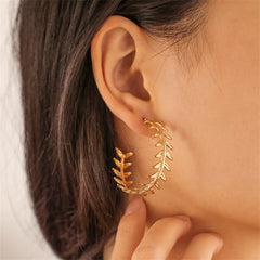 18K Gold-Plated Wheat Hoop Earrings