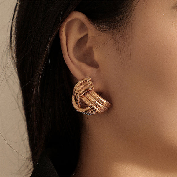 18k Gold-Plated Twine Triangle Stud Earrings