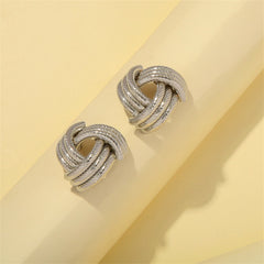 Silver-Plated Twine Triangle Stud Earrings