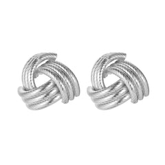 Silver-Plated Twine Triangle Stud Earrings