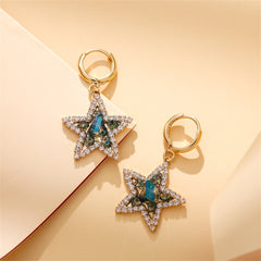 Crystal & Cubic Zirconia 18K Gold-Plated Star Huggie Earrings