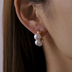 Pearl & 18K Gold-Plated Beaded Huggie Earrings