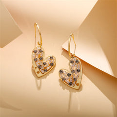 Cubic Zirconia & Crystal Openwork Baguette Heart Drop Earrings