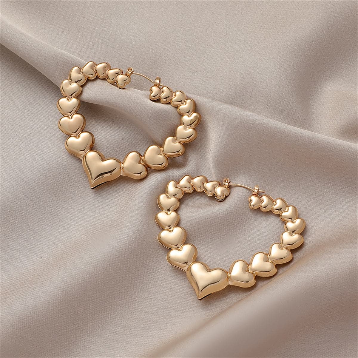 18K Gold-Plated Hearts Hoop Earrings