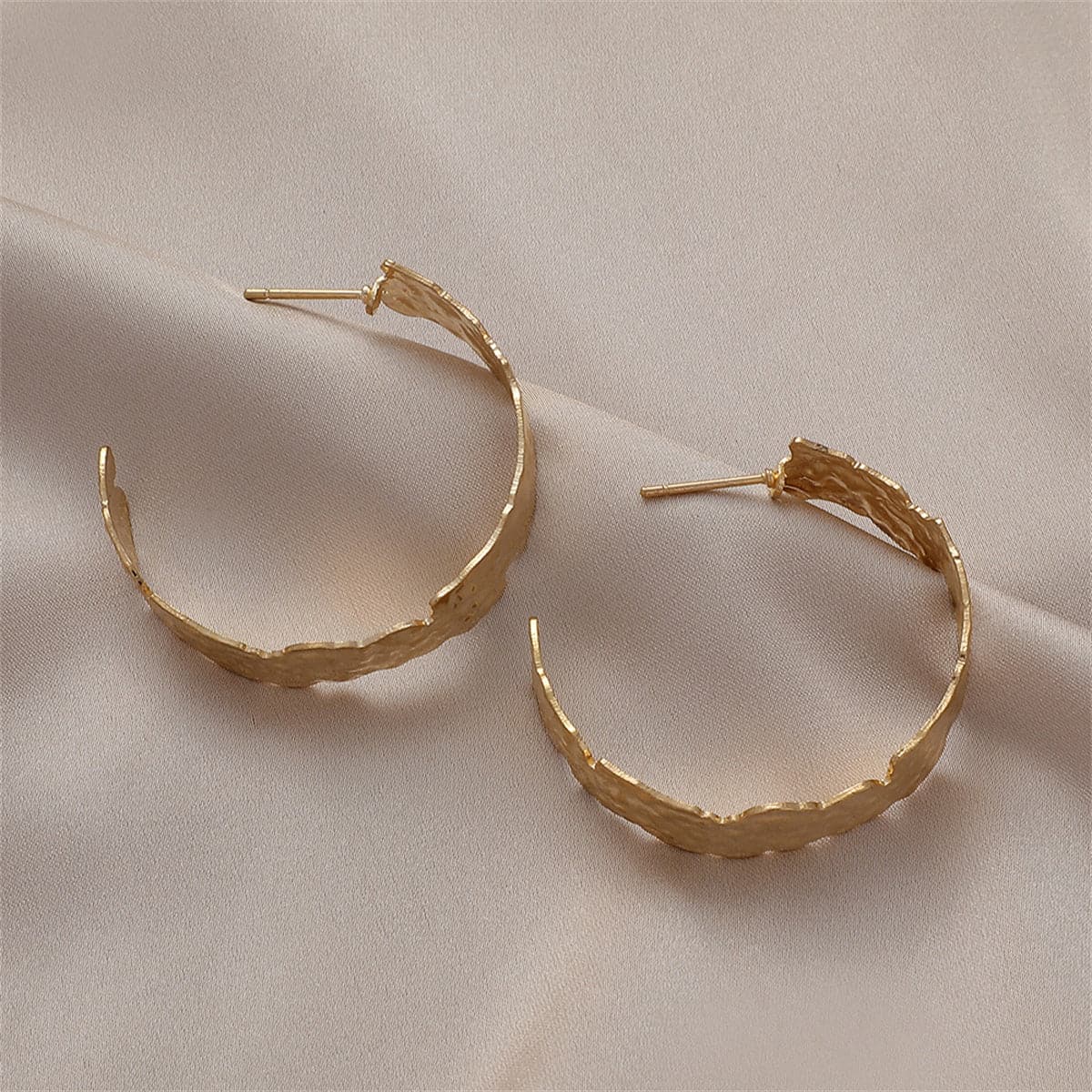 18K Gold-Plated Textured Abstract Half-Hoop Earrings
