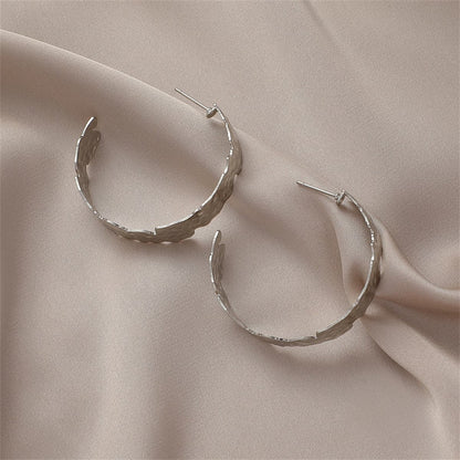 Silver-Plated Hammered Hoop Earrings, vintage-inspired design, detail close-up