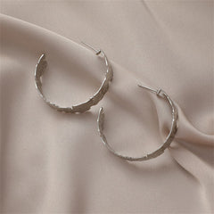 Silver-Plated Hammered Hoop Earrings