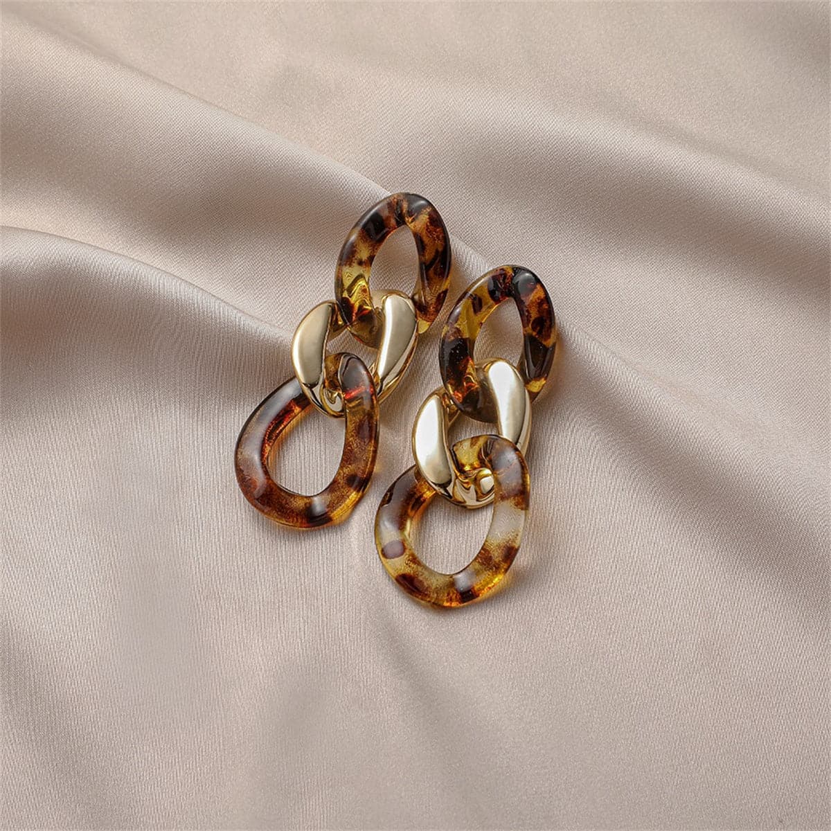 Brown Resin & 18K Gold-Plated Tortoise Curb Chain Drop Earrings