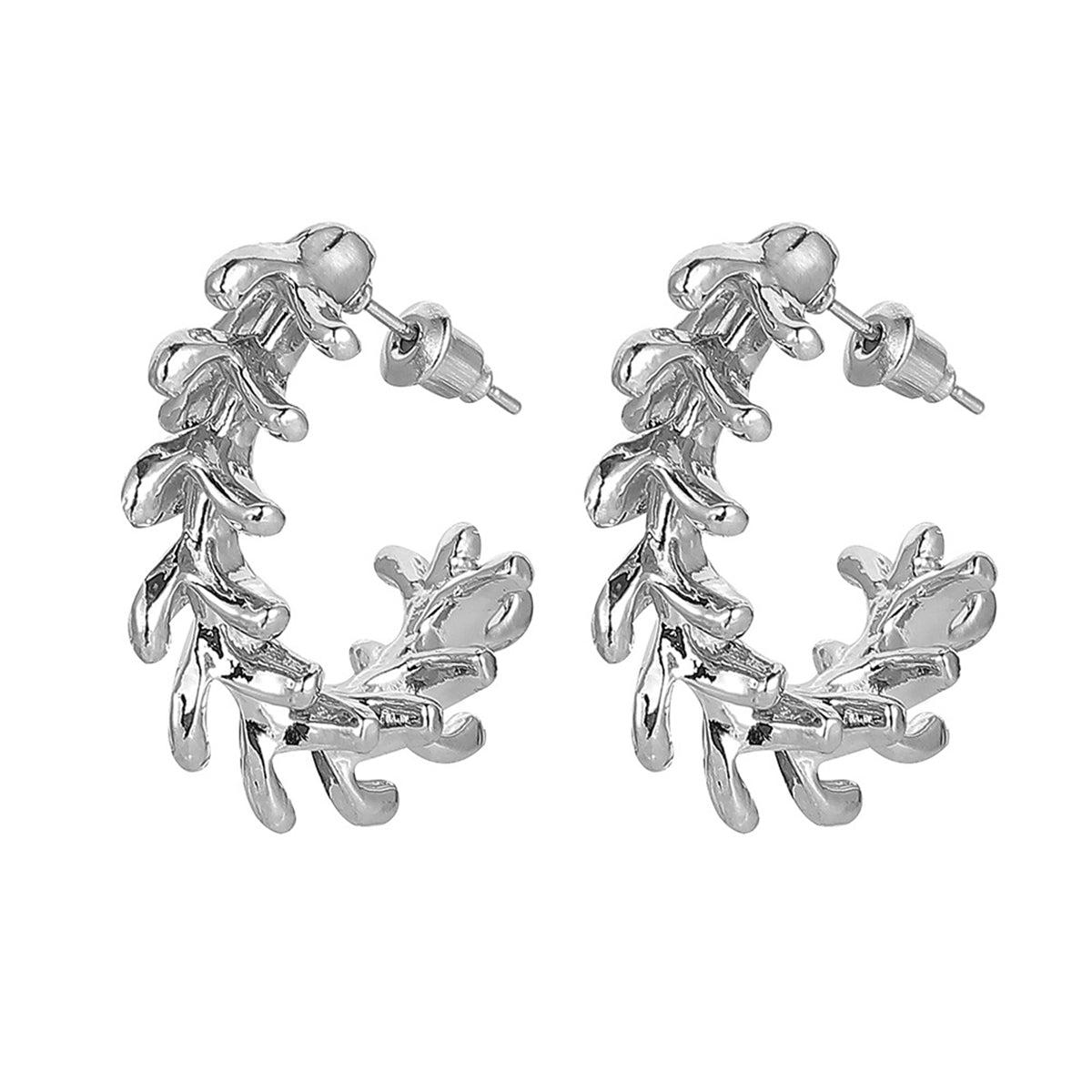 Silver-Plated Bone Huggie Earrings