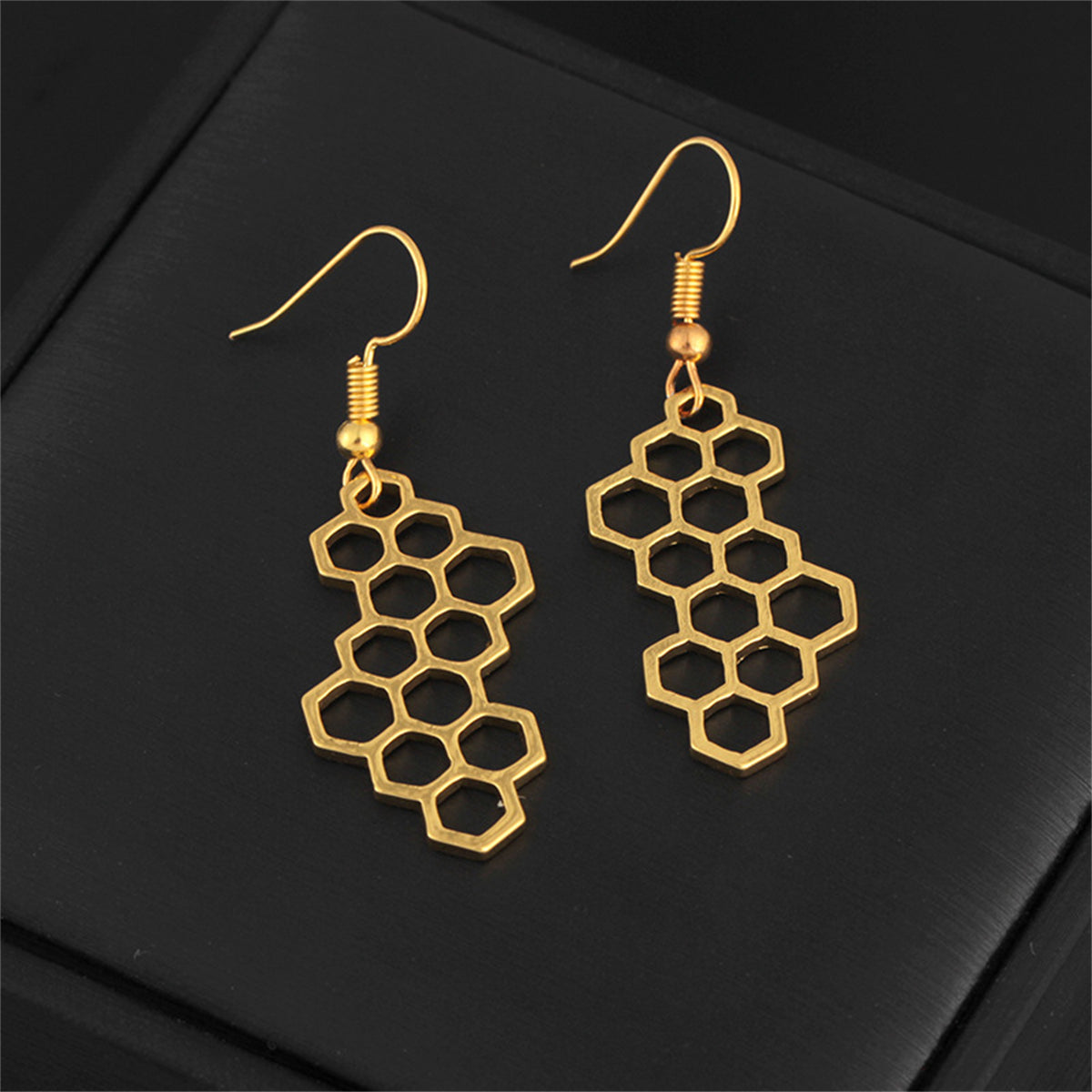 18K Gold-Plated Honeycomb Drop Earrings