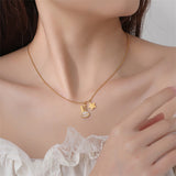 Shell & Goldtone Star Rabbit Pendant Necklace