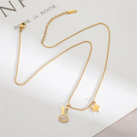 Shell & Goldtone Star Rabbit Pendant Necklace