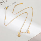 Shell & Goldtone Star Rabbit Pendant Necklace