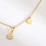 Shell & Goldtone Star Rabbit Pendant Necklace