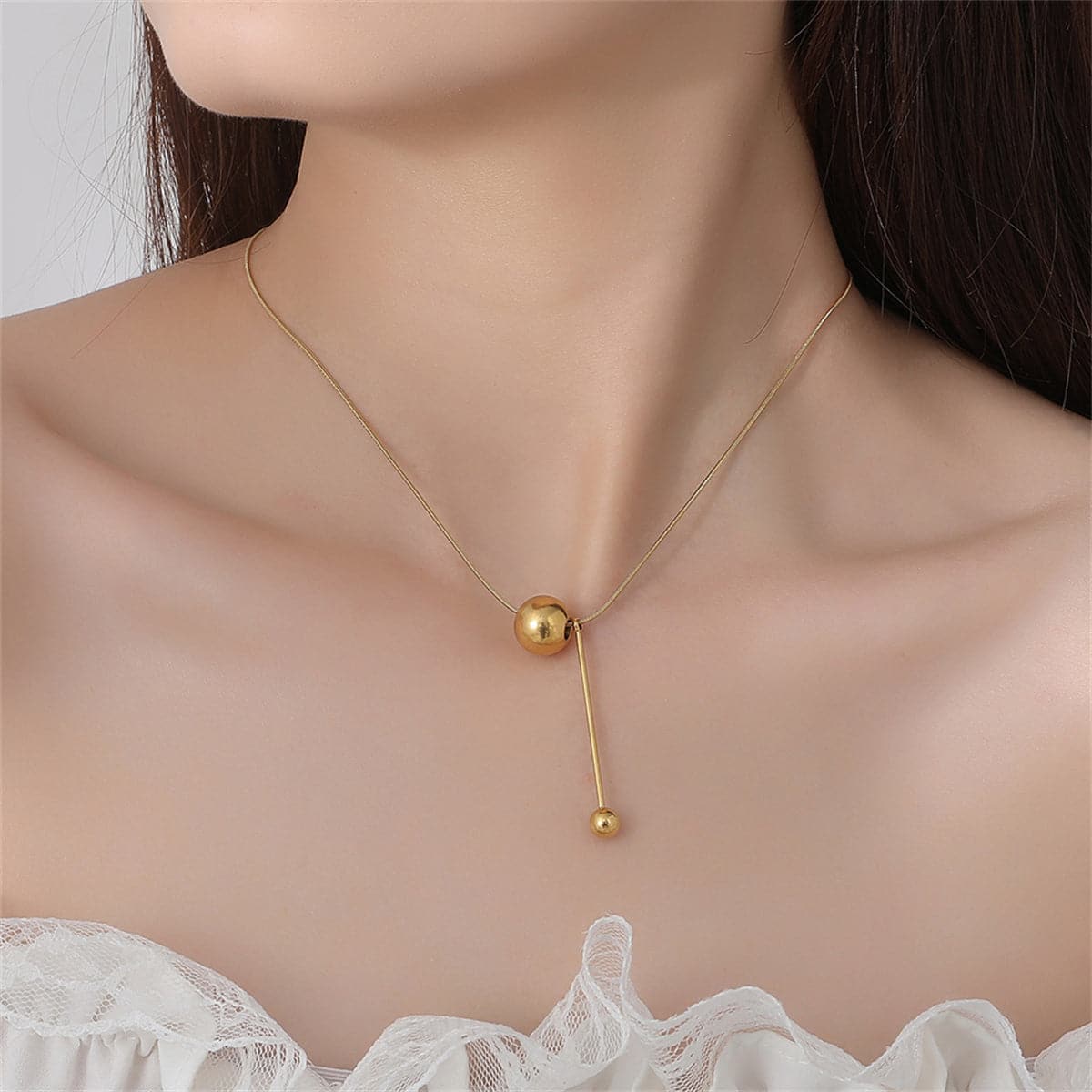 18K Gold-Plated Ball Drop Pendant Necklace