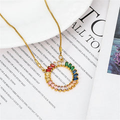 Multicolor Crystal & 18K Gold-Plated Circle Pendant Necklace