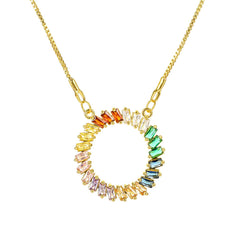 Multicolor Crystal & 18K Gold-Plated Circle Pendant Necklace